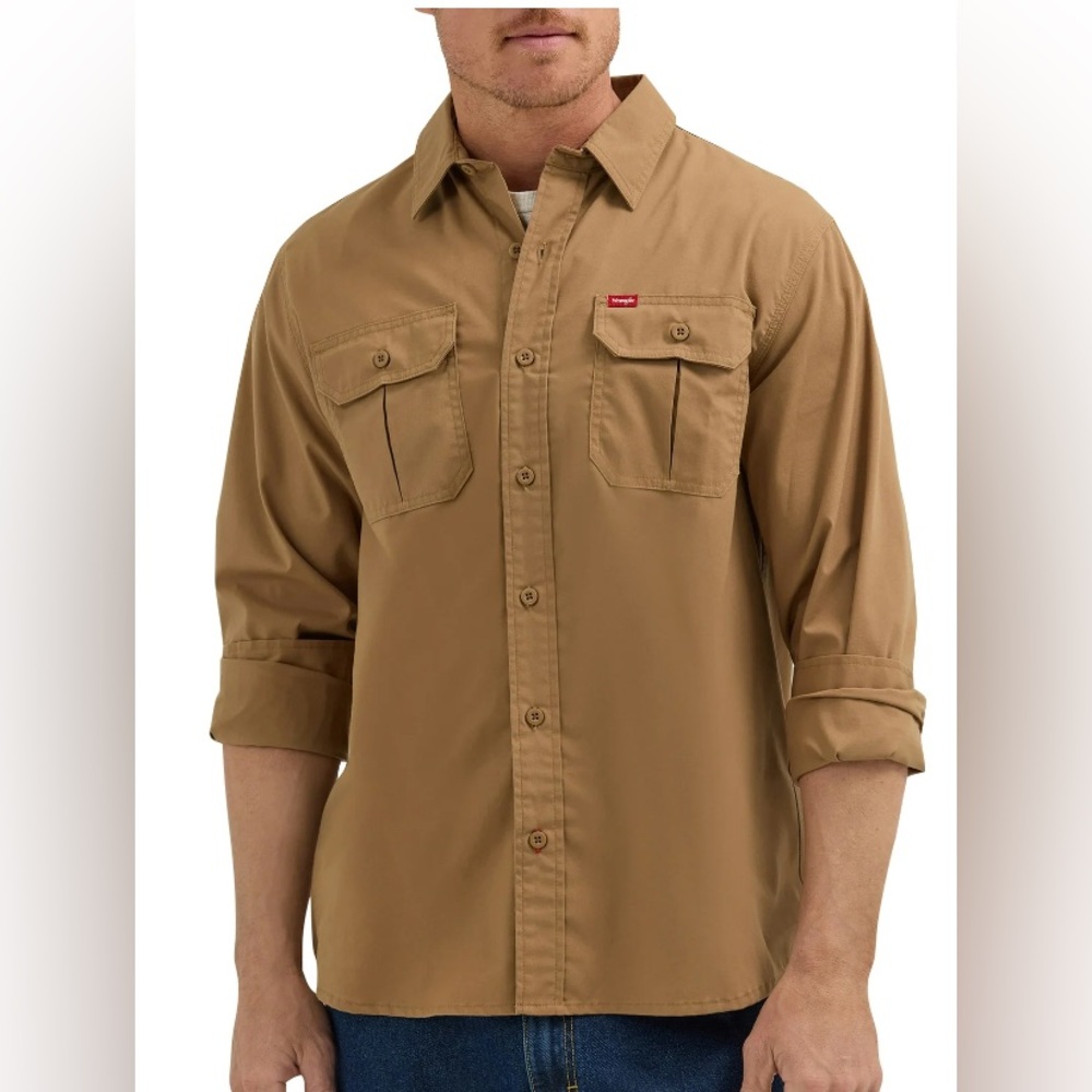 Men’s Wrangler Brown Casual Button Down Shirt